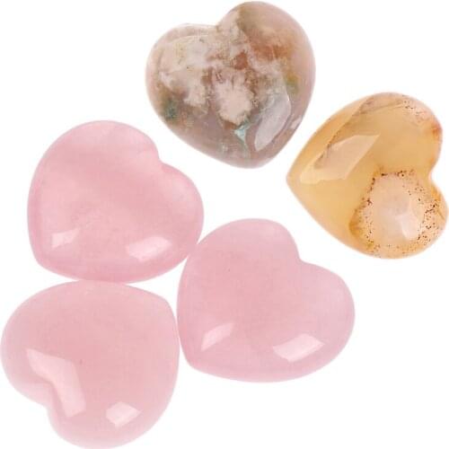 2pcs/1pc Natural Pink Crystal Stone Heart Shaped Healing Gemstone DIY Rose Quartz Earrings Home Craft Ornament