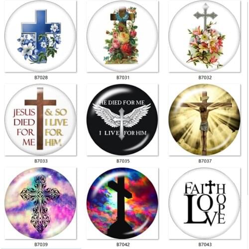10pcs mixed cross FAITH 12mm/18mm/20mm/25mm Round photo glass cabochon demo flat back Making findings B7027