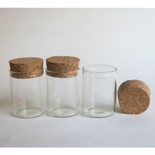 100 x 15ml Transparent Glass Tube with Wood Cork 15cc 1/2 oz Clear Glass Sample Vials Glass jar 30*40mm Storage Containers