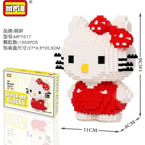 1300pcs+ Cartoon Kitty White Mirco Bricks Figure Diamond Building Block 14cm Cute Mini Brick Toys For Children Gift MP7017