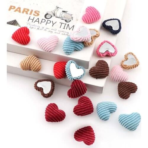 20Pcs Color Flannelette Hearts Buttons Ornaments DIY Craft Supplies Earrings Jewelry Making Material Accessories Sewing Notions