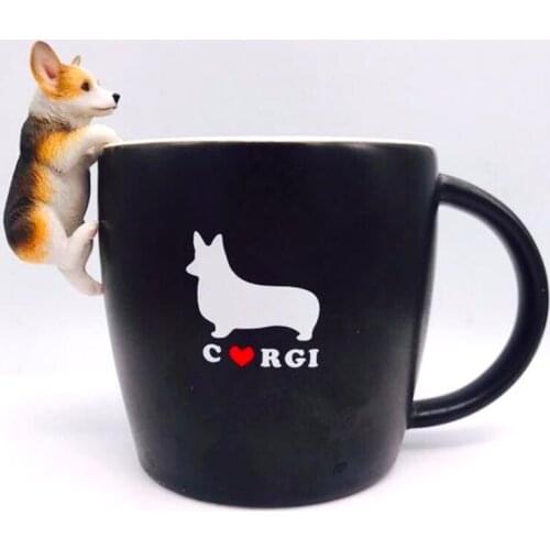 2020 New Cartoon 3D Corgi Coffee Cups and Mugs 350ml Dog Student Couple Ceramic Cups Best European Gift For Friends
