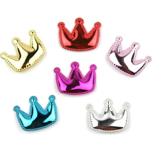 36Pcs 3*4cm PU Crown shape Stick on Padded Appliques for childrens crafts Hair Clip Hat Decor Ornament Accessoires wholesale