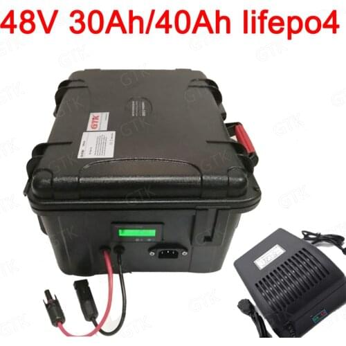 Lithium 51.2V 48V 40Ah 30AH lifepo4 battery safety deep cycle for 3500w Solar AGV Electric Scooter bike MPPT inverter + charger