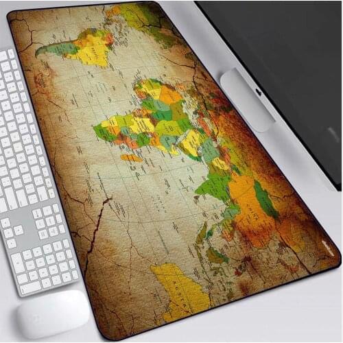 GuJiaDuo World Map Large Mouse Pad Laptop PC Mini for Gamer Office Gaming Accessories Mouse Pad Xxl Non-slip Keyboard Carpet Mat