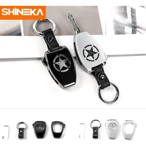 SHINEKA Car Zinc Alloy Key Chain Ring Key Case Cover Shell for Jeep Wrangler 08-17 for Jeep Compass 08-15 for Patriot 11-15