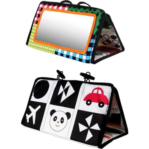 Infant Baby Car Seat Back Hanging Folding Mirror Travel Portable Cute Cartoon Patterns Toddlers Learning Cognitive Toys