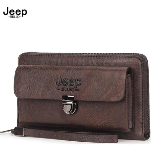 Jeep Buluo Long Wallet Men Clutch Bag Large Capacity Male Big Purse Phone High Quality Business Handbag For Man