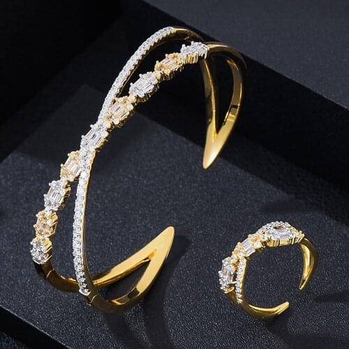 GODKI Luxury Trendy Jewelry Sets For Women Wedding Zircon Crystal CZ Dubai Bridal Bangle Ring Sets aretes de mujer modernos 2019