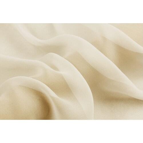 Howmay pure silk fabric georgette 8m/m 138cm 54" creme color 100# lightweight soft tulle