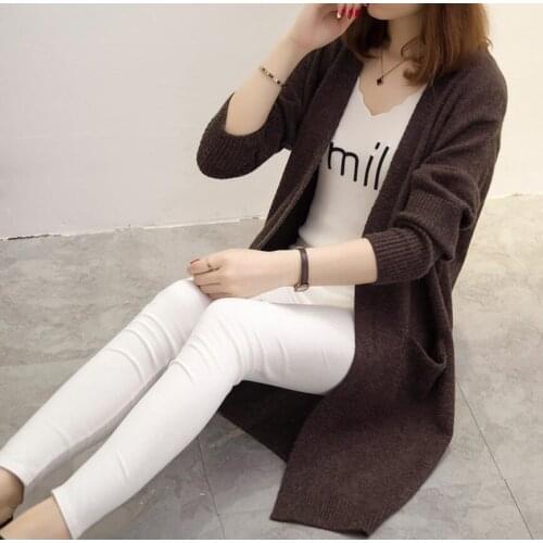 2018 winter new long design knitted women sweater female loose shrug ladies fashion casual warm hot cardigan comfortable jumper