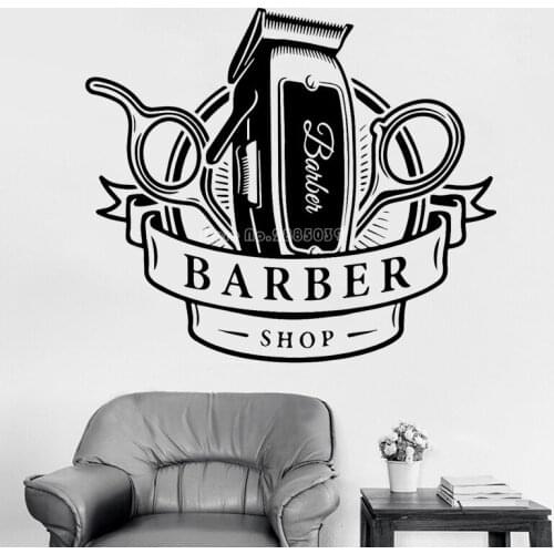 Creative Barber Art Vinyl Wall Stickers For Mens Barber Shop Hairstyle Decoration Wall Decals Wallpaper Stickers Murals LL2480