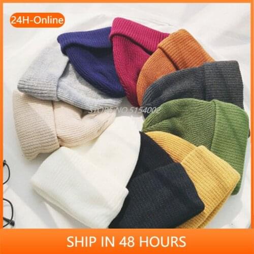 Hot Sale Winter Hats For Woman Casual Candy Color Beanie For Women High Quality Warm Knitted Hat Streetwear Outdoor Wool Hat