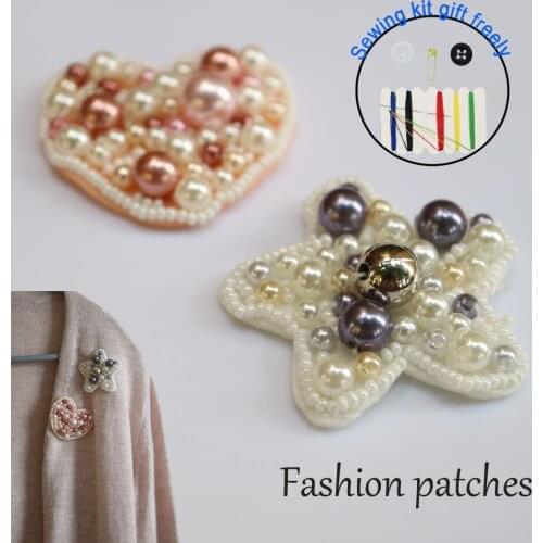 Fashion Handmade star rhinestone beaded patches for clothing DIY sew patch embroidered applique decorative sequins Parches heart
