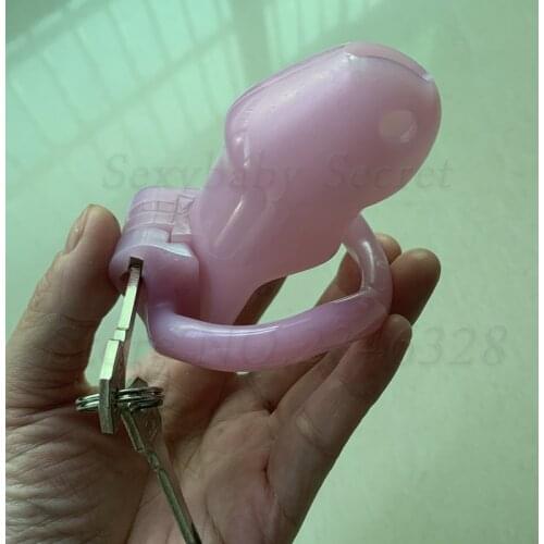 Resin Male Chastity Device with 4 Size Penis Rings,Cock Cage,Penis Sleeve,Chastity Lock,Adult Games BDSM Sex Toys For Men