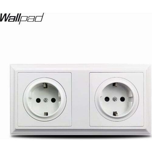 172 * 86 mm EU Socket L6 Plastic Palace Style Wallpad White Cream Double 16A AC 220V EU Wall Electrical Power Outlet