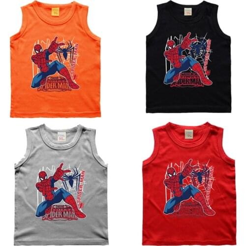 New Disney Marvel Spiderman Vests for Baby Boys T-Shirts Children Cartoon Boys Sleeveless Tops Summer Clothing Pajamas Boy