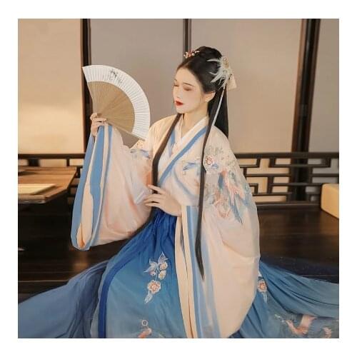 Ancient Hanfu Dress Folk Dance Costume Women Han Dynasty Princess Fairy Hanfu Dress Oriental Style Dance Clothing Girl Cosplay