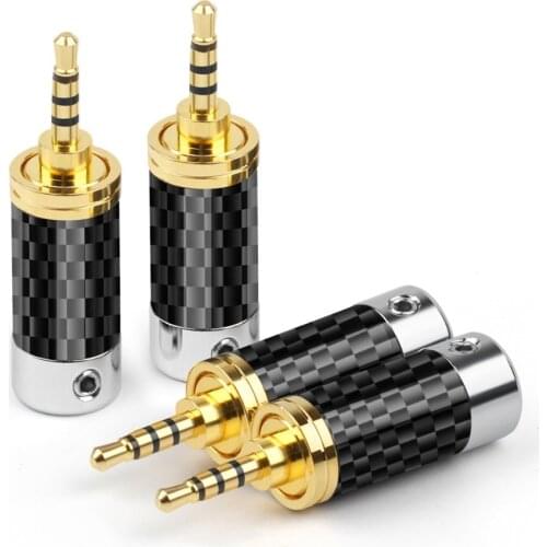 Jack 2.5 Headphone Plug Gold Carbon Fiber Copper 4 Pole Stereo 2.5mm Earphone Adapter For AK320 380 Hifi Headset Wire Connector