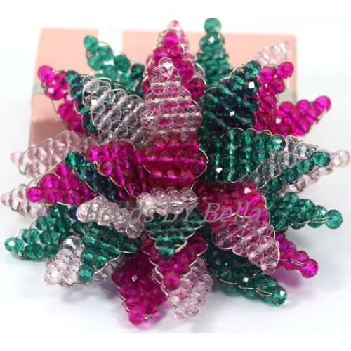 Multicolored Brooches For Bride Handmade Crystal Beads Flower Brooch 2017 Latest Party Wedding Women Gift Free Shipping ABD053