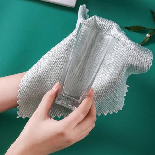 50/10PC Fish scale Rag glass Rough towel Cleaning Cloth absorbent scouring pad kitchen table dish pot cloth Cleaning Rag