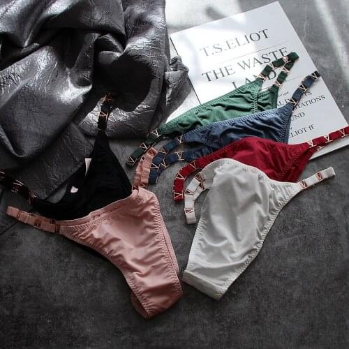 Sexy G String Women Briefs Thong Exotic Metal Buckle Underwear Elastic Panties T-back Girls Womens Underpants Low Waist Bikini