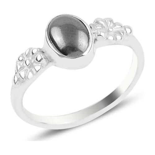 Silver 925 Sterling Hematite Engagement Ring