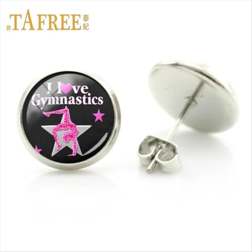 TAFREE Graceful dancer Ballet Student Studs Earring Love Gymnastics art picture Women birthday Jewelry ns558 1