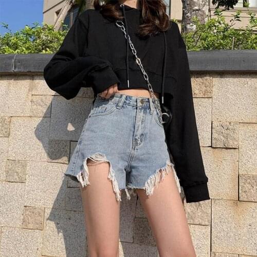 HOT Summer Womens denim shorts Korean version A-line pants Sexy Wide leg pants Loose High waist Show thin All-match Fashion
