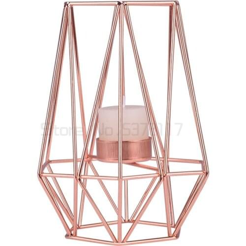 Nordic Light luxury Candlestick golden iron candlestick rose gold European romantic candle cup table ornaments electroplating