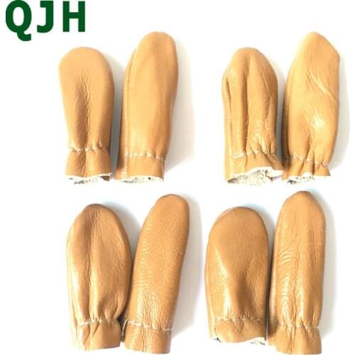 Latest 4Pair Knitted Artificial Leather Sleeves Fingers Protecting Needles Protecting Embroidered Tools
