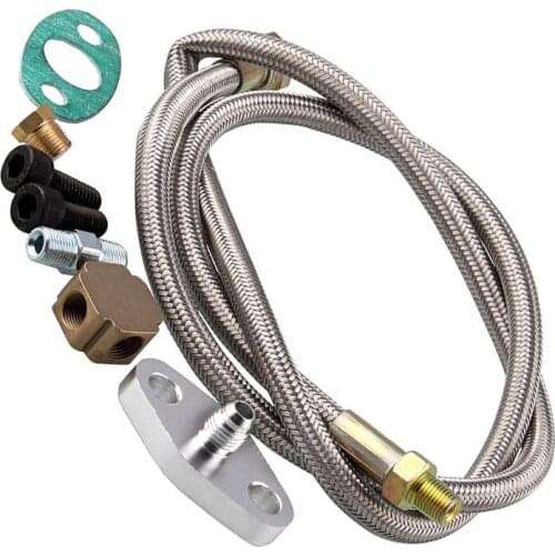 Replacement For T3 Turbocharger Aluminum Turbo Oil Inlet Hose Feed Line Adapter Kit CNC Machining Parts