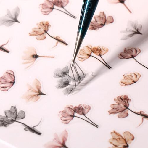 1PC Succulent Plants Flower 3D Nail Sticker Spring Floral Leaves Adhesive Transfer Decals Slider DIY Nail Art Decoration