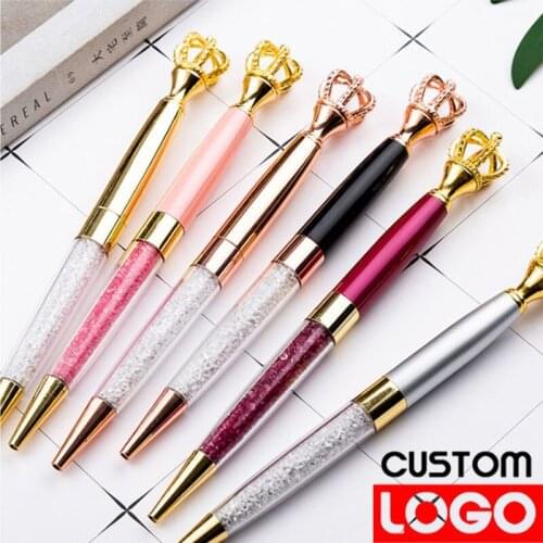 1pc High Quality Fashion Diamond Crown Metal Ballpoint Pen Writing Stationery Office School Custom pen Gift Company Logo Name