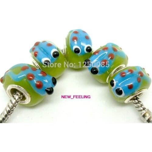 10PCS Fashion High Quality Green color Goldfish Design Lampwork Glass Beads fit European Charms Bracelet & Necklace
