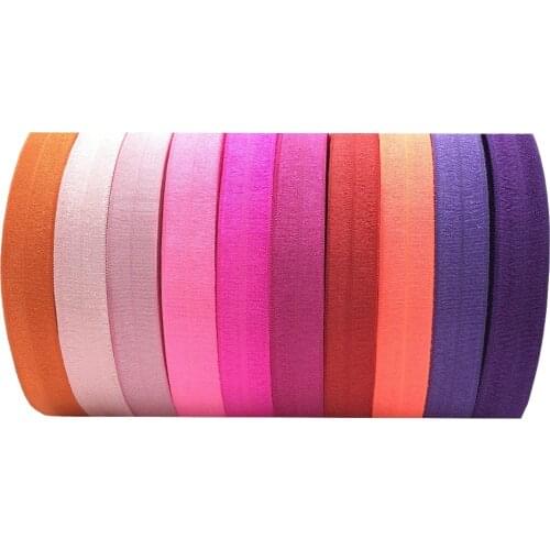10 yards/lot Solid Fold Over Elastic 5/8" Plain FOE Ribbon Webbing for Hair Tie DIY Head wear Gift Packaging Wrapping 54 colors