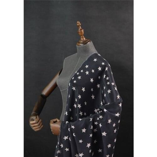 100cm*135cm Stars Over Sky White Star Silk Crepe De Chine 100% Mulberry 13.5 Mm Summer Shirt Dress