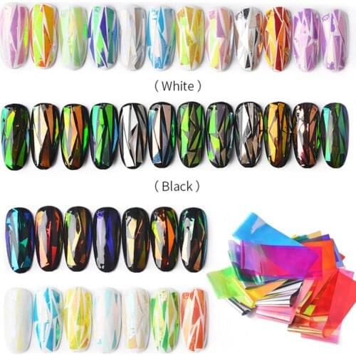 20/10/12 Pcs Laser Holographic Nail Art Foil Set 4*20cm Mixed Designs Transfer Sticker Starry 3d UV GEL Manicure Nail Art Decals