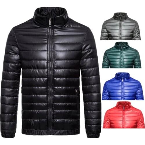 2020 Fashion Mens Autumn Winter Light Down Jacket Casual Stand Thick Outwear Top Ultra-thin Lightweight Slim Coat Down Jackets