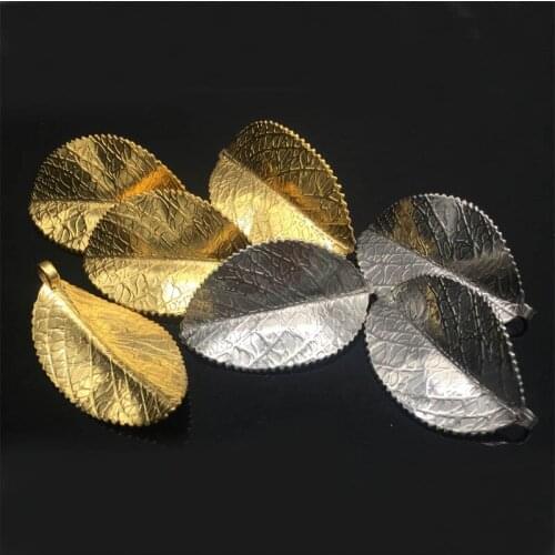 5pcs/lot 25*42mm Gold Stainless Steel Necklaces Pendant Leaf Flower Charms DIY Necklace Bracelet Earring Fashion Jewelry