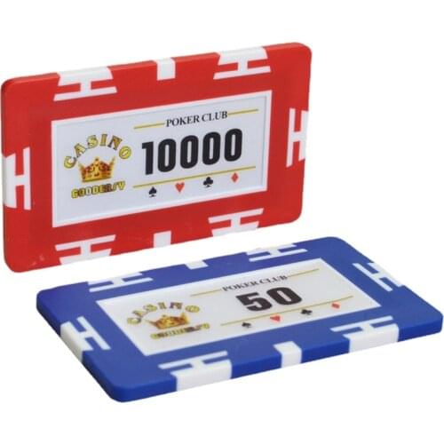 5pcs/pack Clay Rectangular Square Crown Chips Dice Point Poker Gambling Texas Hold'em Baccarat Black Jack Casino Chips