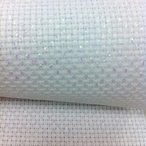 8th Shining White 11CT 11ST 14ST 14CT cross stitch canvas fabric white sparkle shiny Cream sparkle gold flashing gold