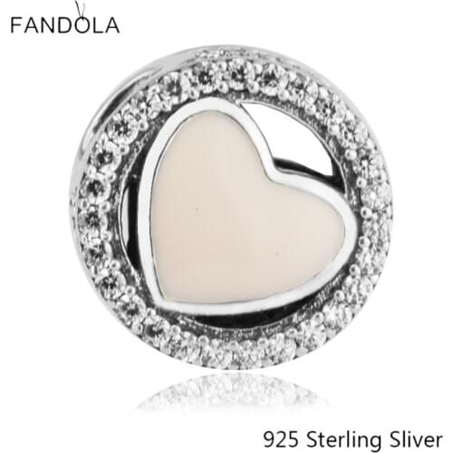 CKK 925 Sterling Silver Wonderful Love, Soft Pink Enamel Charms Original Beads Jewelry Fits For Bracelets