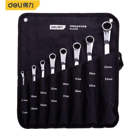 Deli 5.5-24MM Combination Spanner Set Professional Torx Wrench Tool for Installation /Maintenance Double Ring Box End Spanner
