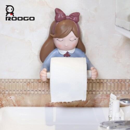 Roogo 2020 New Style Lovely Free Peg 3M Sticker Bathroom Paper Holder Soft Plastics Prince And Alice Fairy Tale Towel Hanger