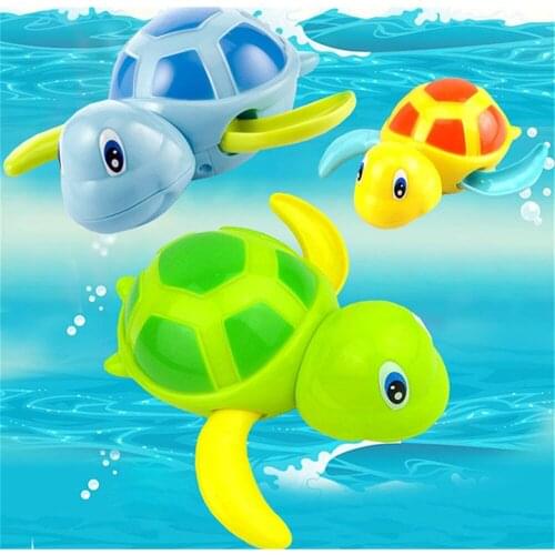 Baby Classic bath toy Cartoon Animal Tortoise Swim Turtle Chain Clockwork interesting Toys Educational kid toys gift J0166