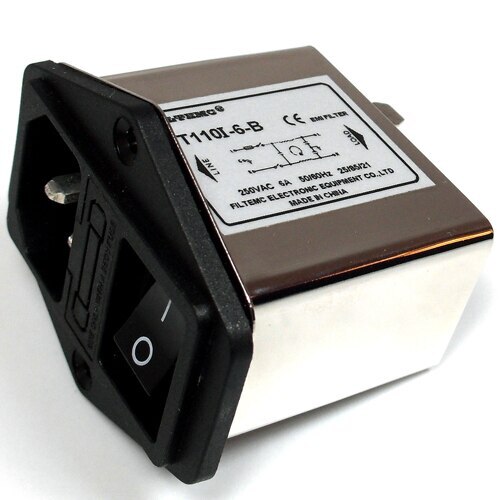 IEC socket type AC power supply filter with switch & 6A fuse for power amplifier