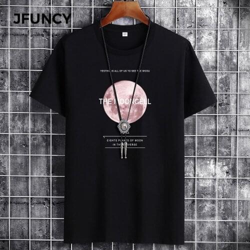JFUNCY Summer Cotton Man Tshirt Short Sleeve Tops 2021 New Street Handsome Printing T-Shirt Men Big Size Casual T-Shirts