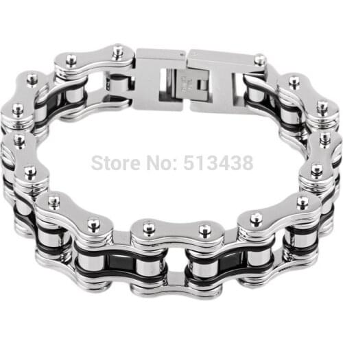 Hot ! 8.8'' Black Heavy Motorcycle Chain Bracelet Stainless steel Women Men Gifts 19mm