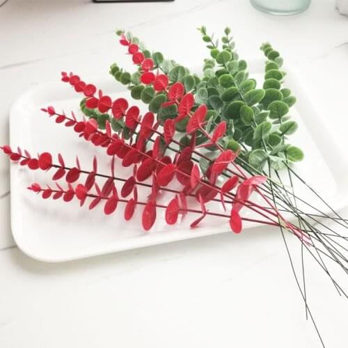 5Pcs Artificial Green Eucalyptus Leaves Stems Eucalipto Branches Fake Plants for Wedding Shooting Prop Home Decoration Garland